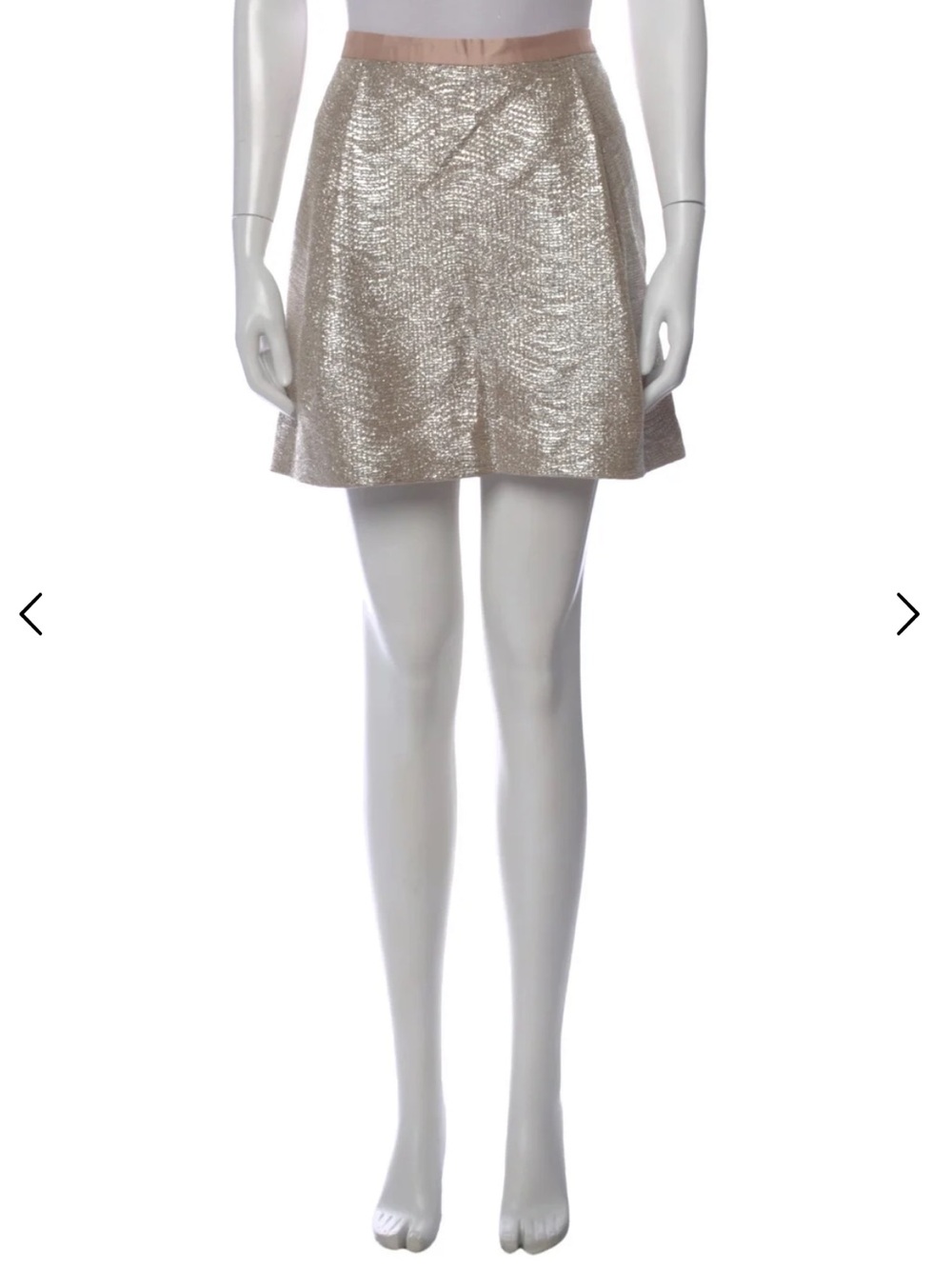 NWT TORY BURCH Kathleen Metallic Brocade Skirt w/ Pale Pink Waistband & Pockets